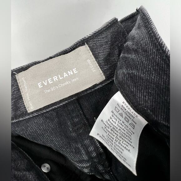 Everlane The 90’s Cheeky Jean Cropped Ankle Raw Hem Frayed Edge Black Gray 27 - Picture 15 of 15